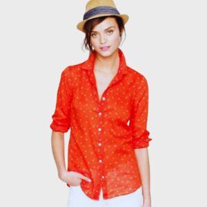 J. Crew Perfect Shirt in Anchors & Horseshoes Long Sleeves Red Size 8 NWT